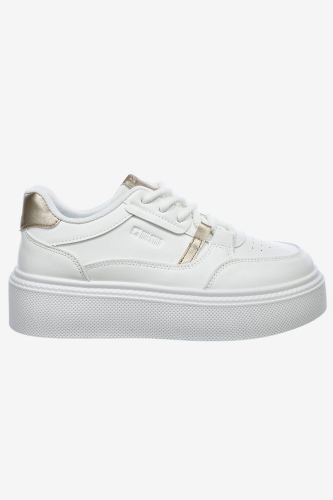Modne sneakersy z ekoskóry białe na masywnej platformie Big Star