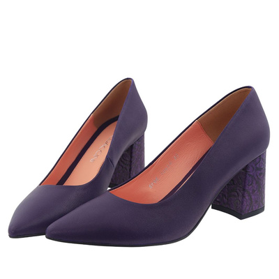 Фіолетові шкіряні човники з блоком Baldaccini