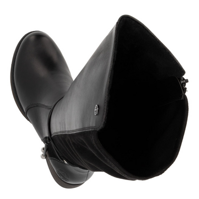 Kozaki skórzane czarne przed kolano na zamek Rieker