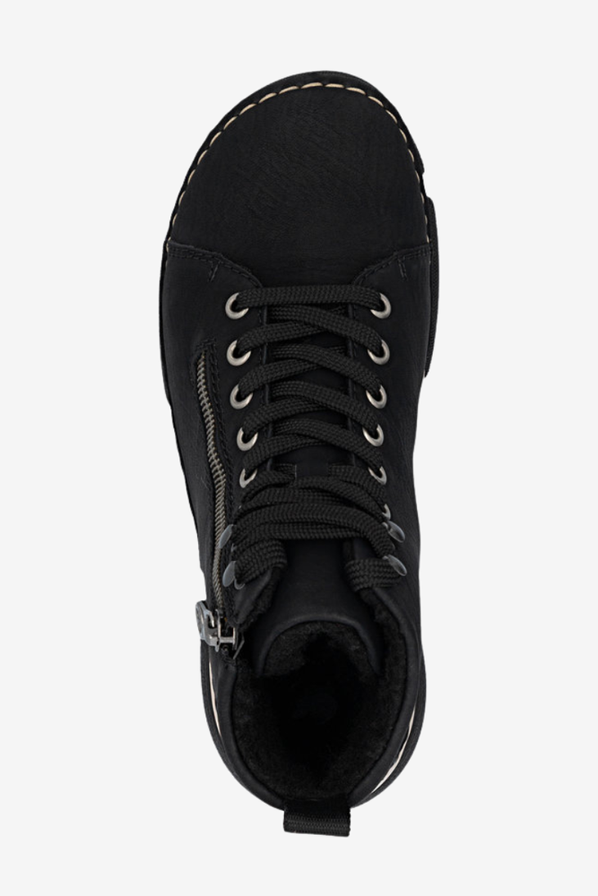 Trzewiki damskie sznurowane i ocieplane czarne 