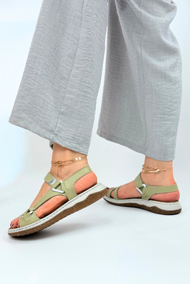 Zielone sandały skórzane sportowe na rzep Artiker