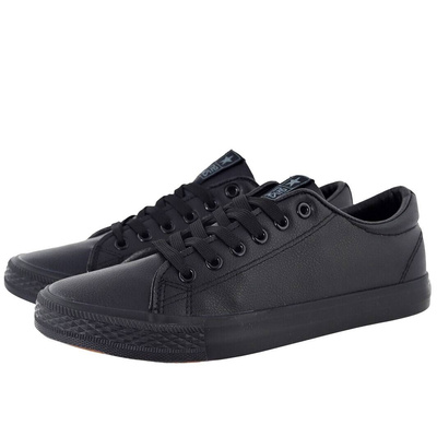 Czarne trampki męskie ze skóry ekologicznej News