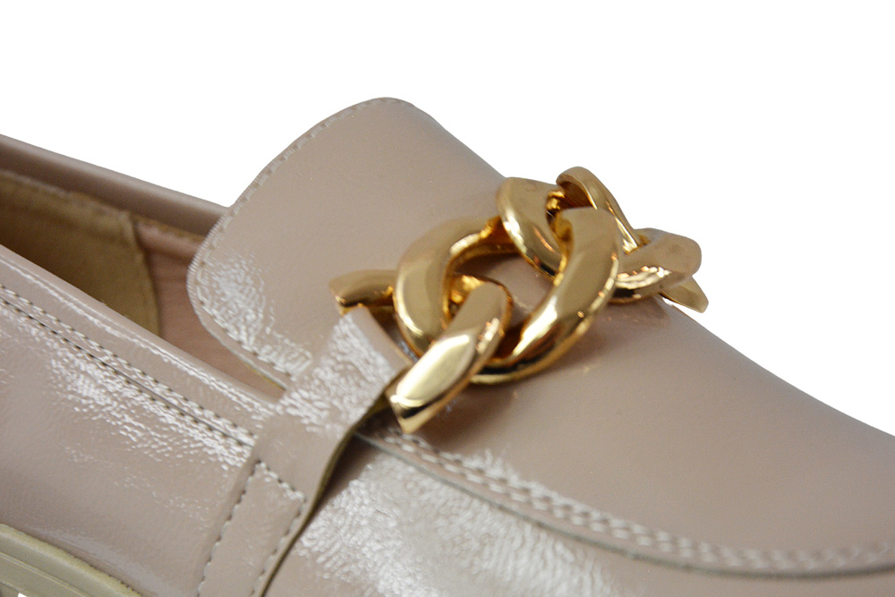 Бежеві лаковані мокасини Sergio Leone MK751