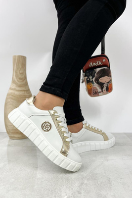 Półbuty sportowe na platformie biało-złote