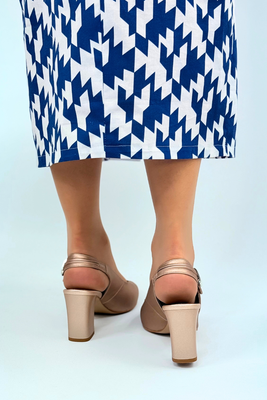 Польські бежеві шкіряні човники з декоративним каблуком