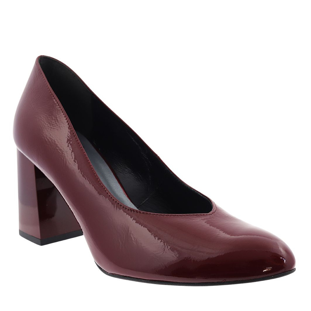 Шкіряні човники Kordel на бордовому каблуці 