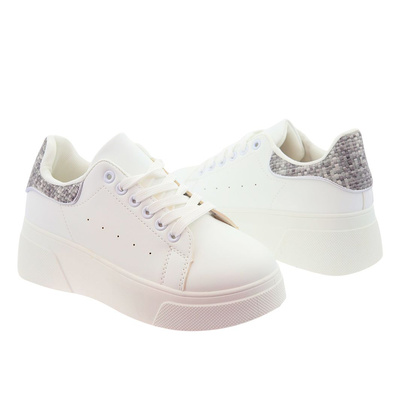Damskie sneakersy białe na koturnie z platformą