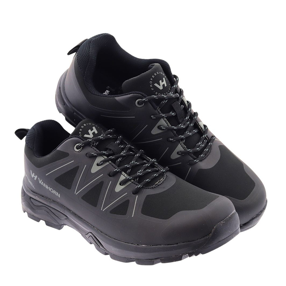 Buty sportowe czarne trekkingowe sznurowane 