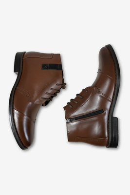 Чорні чоловічі шкіряні чоботи на шнурівці на блискавці Lukas