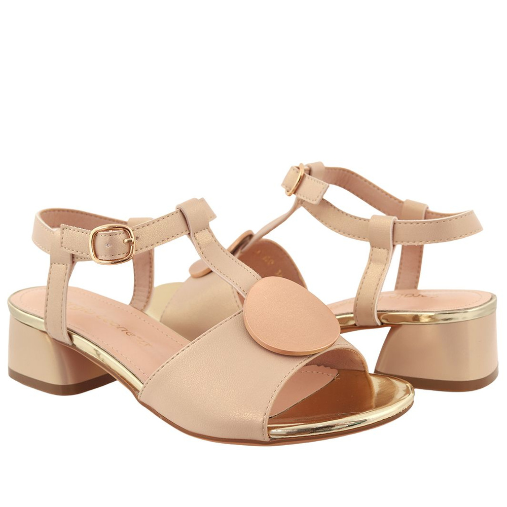 Жіночі босоніжки кольору шампань на колодці Sergio Leone