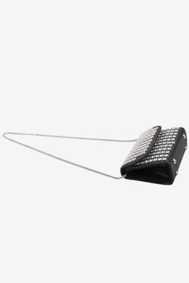 Kopertówka wizytowa z cyrkoniami na łańcuszku czarna