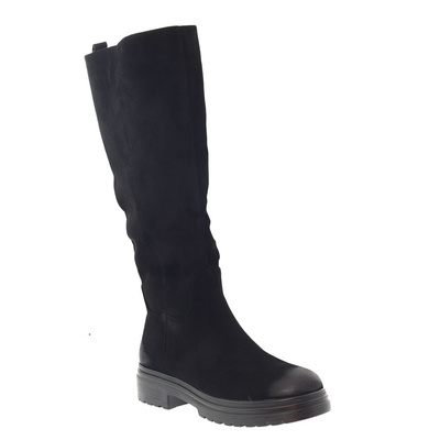 Kozaki zamszowe czarne na płaskiej podeszwie Vinceza