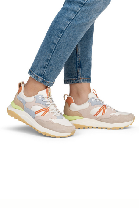 Sneakersy skórzane w multocolor sznurowane Rieker