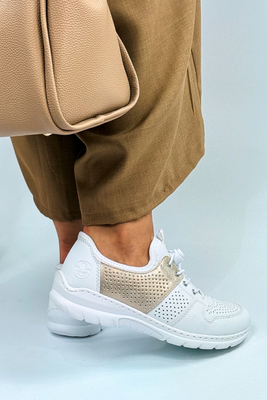 Półbuty Rieker L3254-80 biało - beżowe