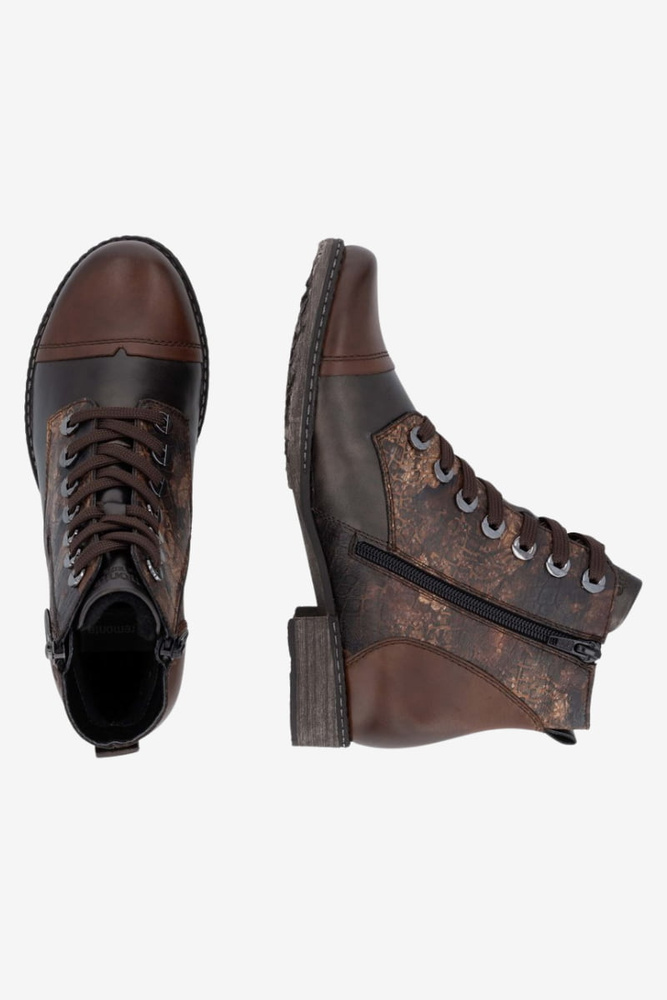 Botki damskie ocieplane na niskim obcasie brązowe