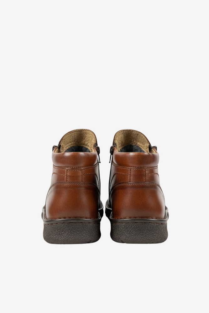 Trzewiki męskie skórzan ocieplane na zamek brązowe