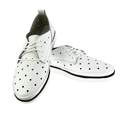 Białe ażurowe skórzane półbuty S. Barski