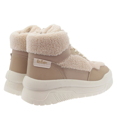 Botki zimowe beżowe damskie na platformie ocieplane