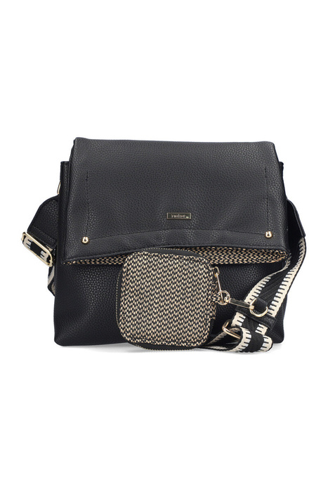 Чорна сумка-почтальон з екошкіри з сумкою Rieker