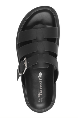 Czarne klapki z paskami na platformie Tamaris