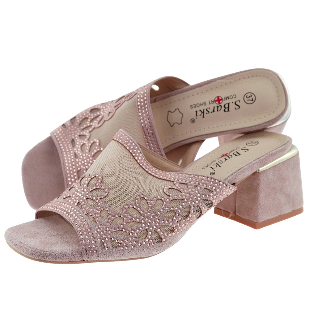 Klapki damskie siateczka beżowe S. Barski