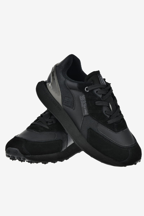 Sneakersy męskie skórzane sznurowane czarne