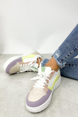 Kolorowe sneakersy damskie sznurowane