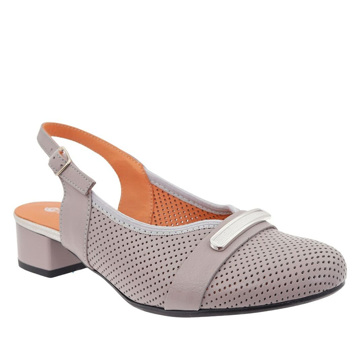 Сірі перфоровані шкіряні босоніжки з колодкою Galant