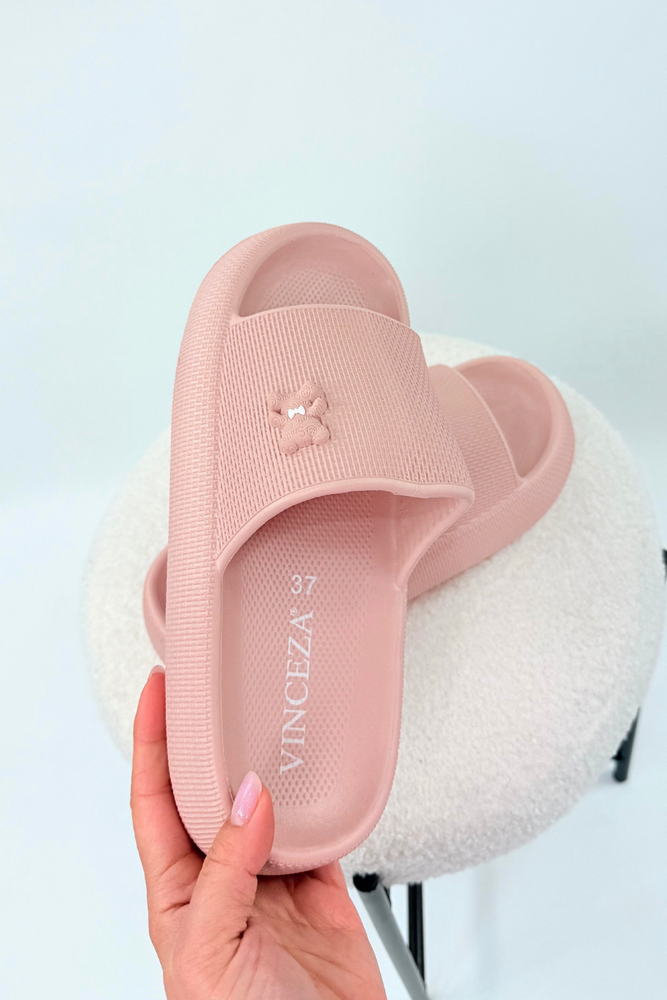 Urocze klapki piankowe różowe na platformie