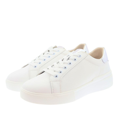 Sneakersy damskie skórzane białe na platformie 