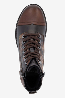 Botki damskie ocieplane na niskim obcasie brązowe