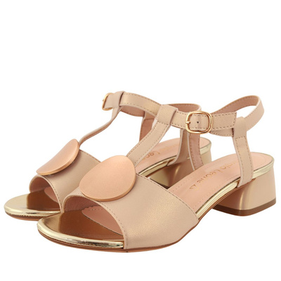 Жіночі босоніжки кольору шампань на колодці Sergio Leone