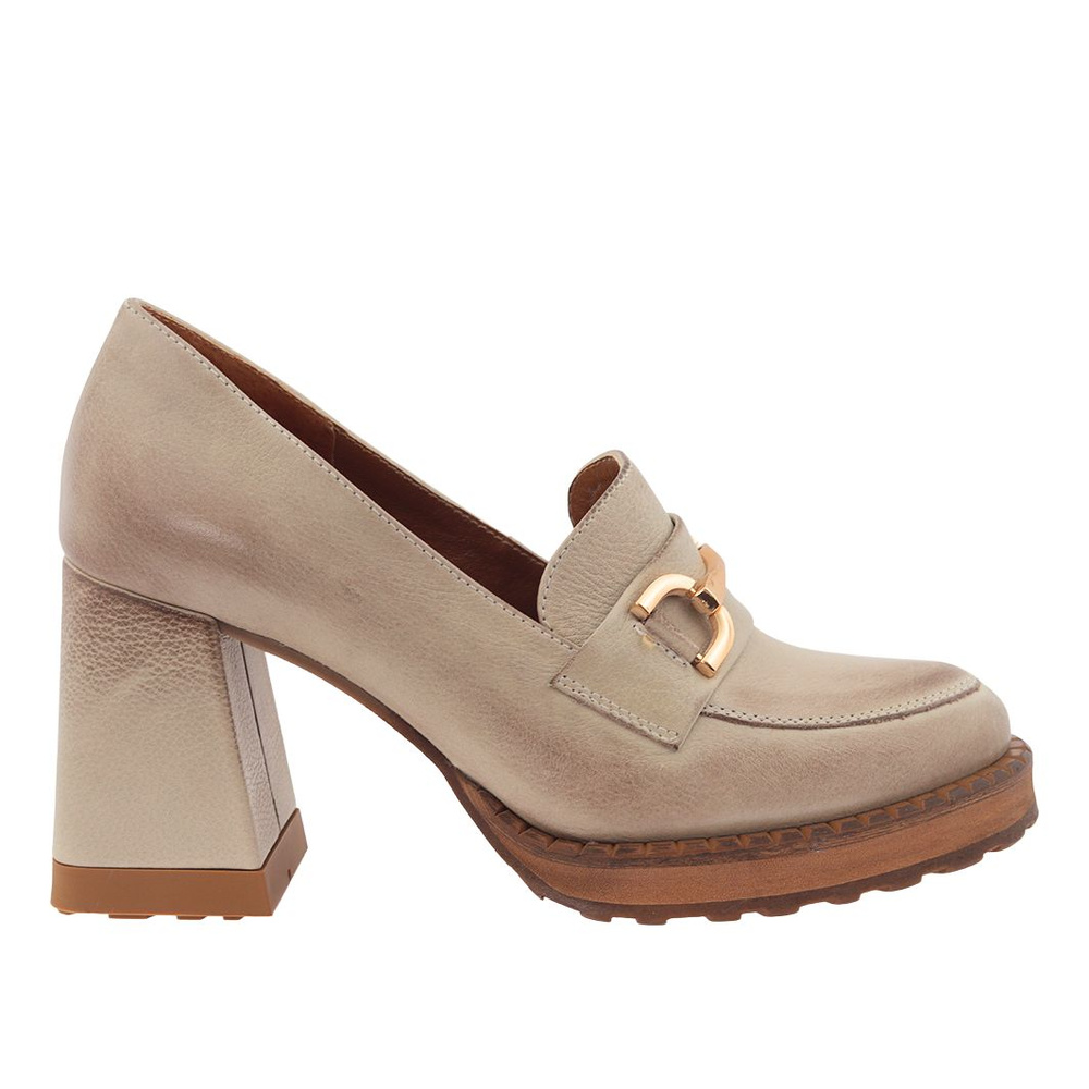 Бежеві шкіряні туфлі на високому каблуці Exquisite