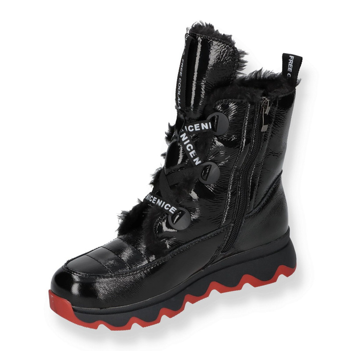 Чорні лаковані сноуботи на товстій підошві