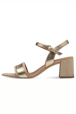 Beżowo złote sandały na słupku Tamaris