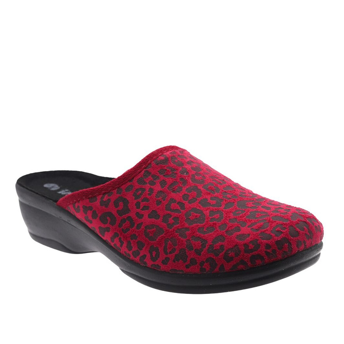 Жіночі бордові домашні тапочки з леопардовим принтом