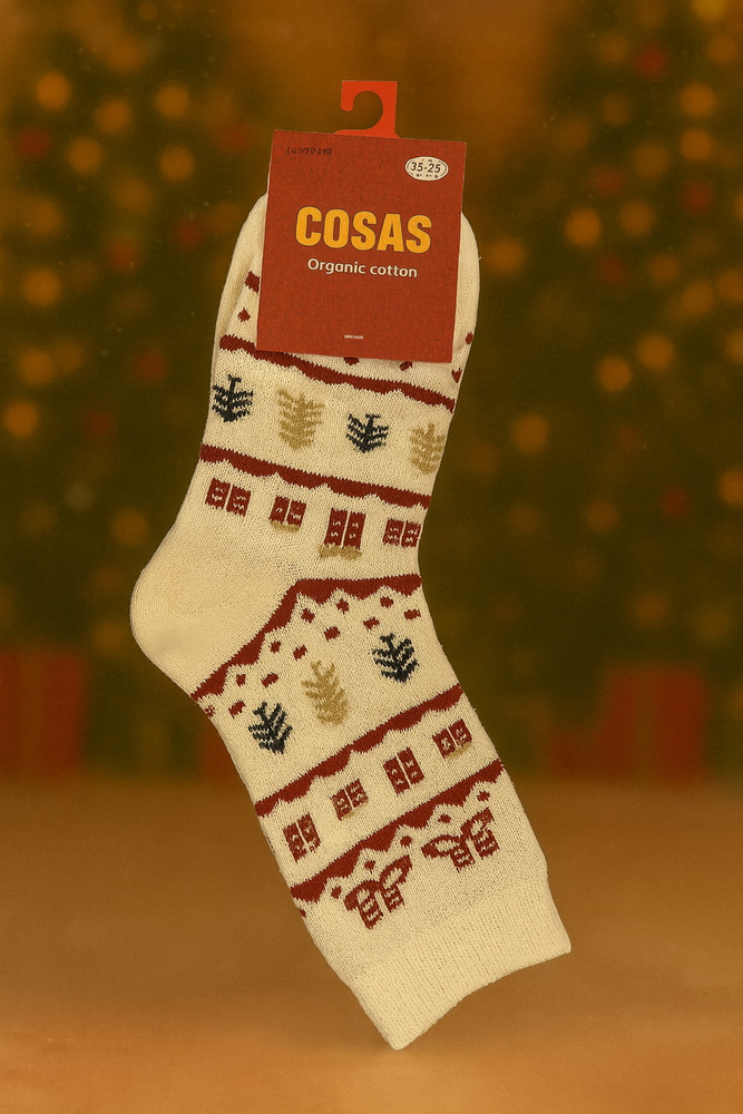 Skarpetki damskie świąteczne za kostkę białe