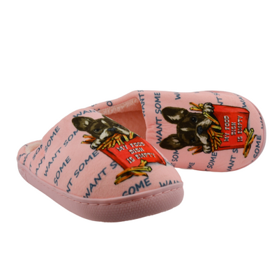 Ніжно-рожеві жіночі тапочки з французьким бульдогом