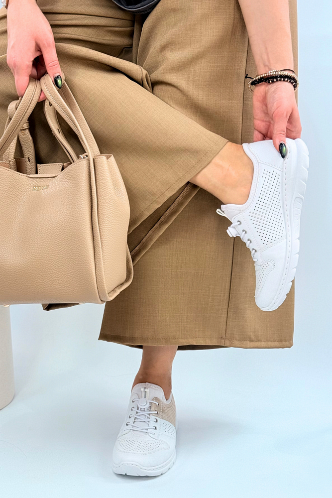 Półbuty Rieker L3254-80 biało - beżowe