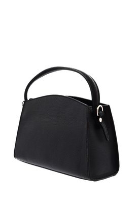 Маленька чорна шкіряна сумка з клапаном і ланцюжком 