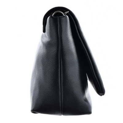 Чорна сумка-почтальон з екошкіри з товстим ремінцем Big Star