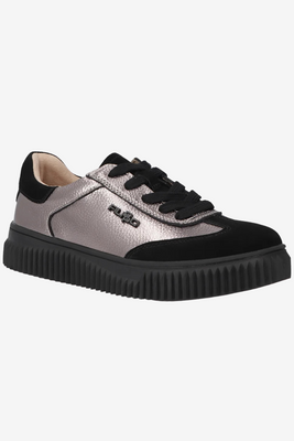 Metaliczne sneakersy skórzane na platformie Filippo