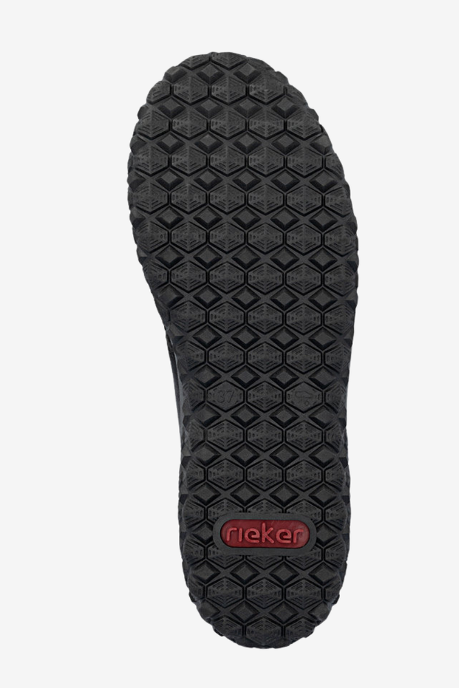 Czarne botki z ekoskóry  płaskie na zamek Rieker