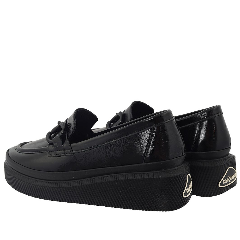 Sneakersy damskie lakierowane czarne Ravini