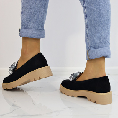 Чорні замшеві жіночі мокасини Vinceza