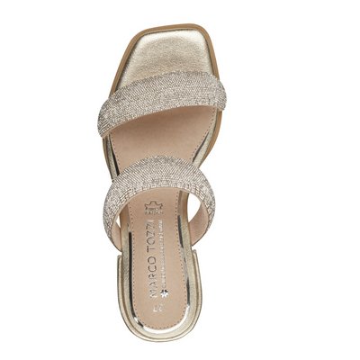 Золоті шльопанці, прикрашені стразами Marco Tozzi