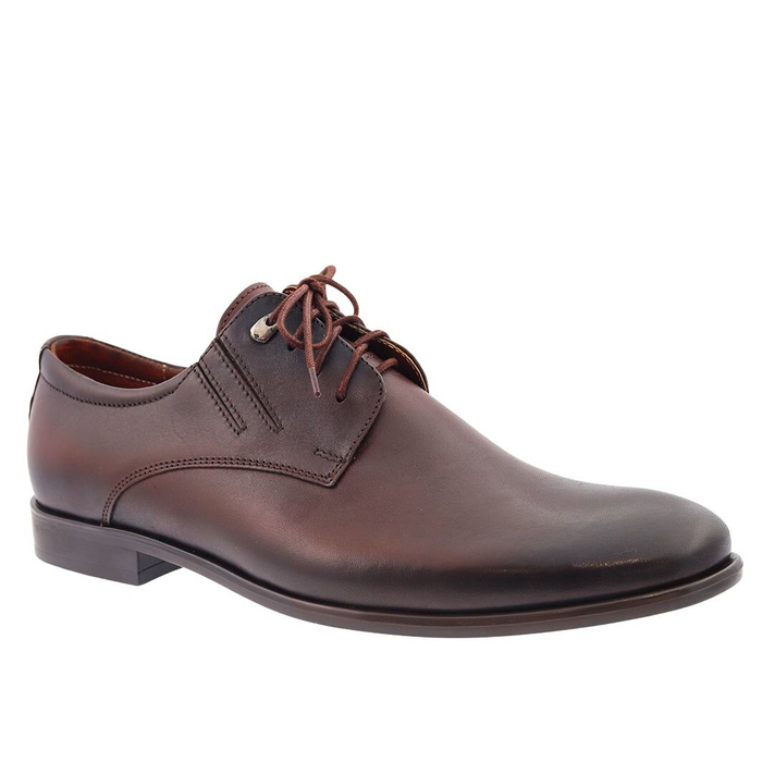 Елегантні чоловічі коричневі шкіряні туфлі на шнурівці