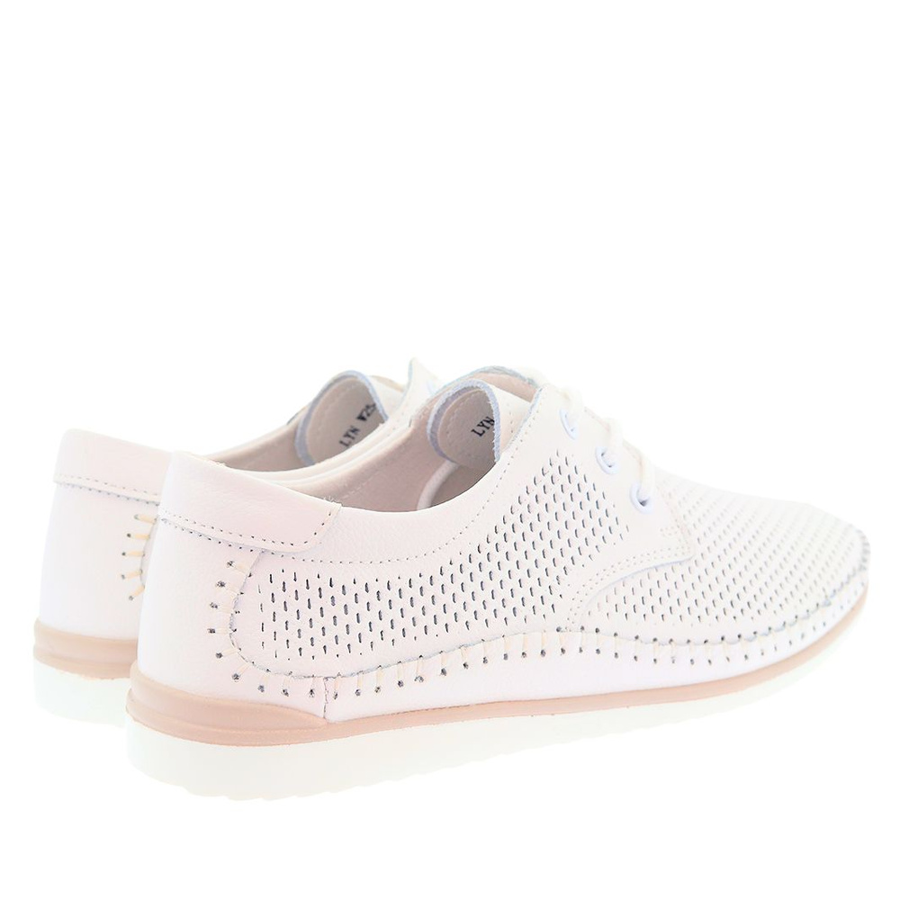 Białe półbuty sportowe skórzane perforowane sznurowane 