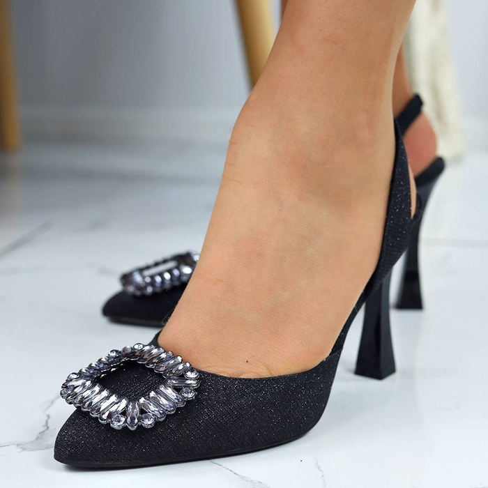 Чорні металеві босоніжки Marco Tozzi 2-29607-20 033