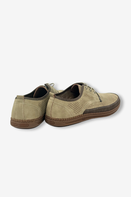 Чоловічі сірі перфоровані туфлі з екошкіри